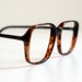 square tortoise shell glasses, thick plastic eyeglasses, brown speckled tortoiseshell, Luxotica, Italy
