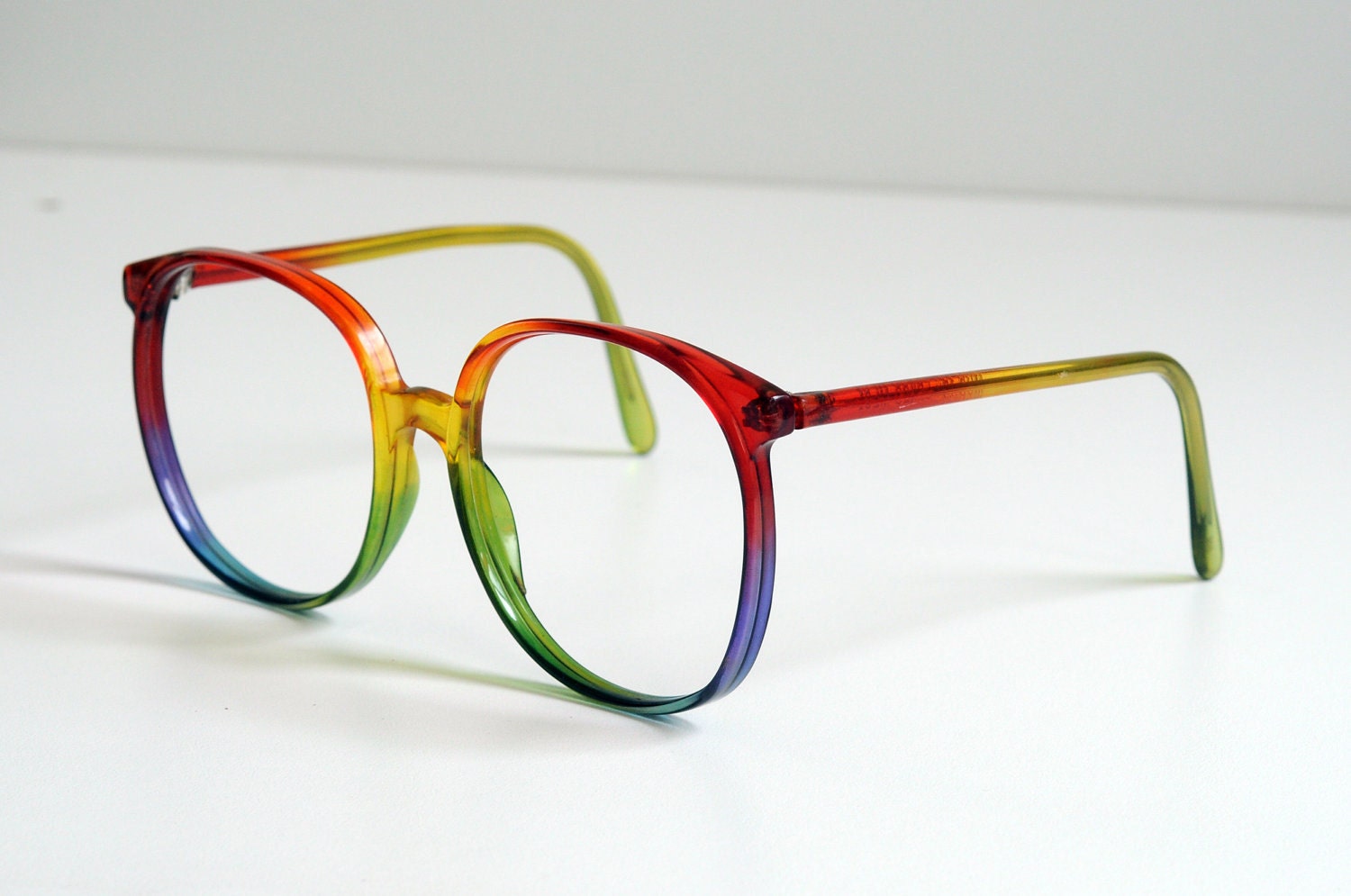 80s Oversized Rainbow Glasses Round Plastic Eyeglasses Frames