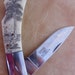 Scrimshaw of Palm Tree with Sail Boat Knife-Handmade with name engraved on the back for free