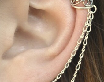 Filigree Ear Cuff to Double Chain to Post
