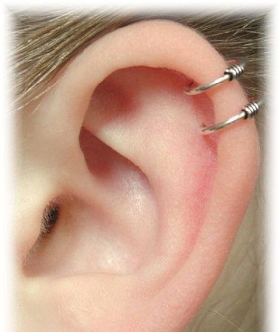 Cartilage Ear Cuff Double Wire Sterling Silver SINGLE