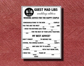 Wedding Mad Lib A Fun Guest Book Alternative DIY