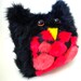 Black, Red and Orange Furry Plush Owl - Party Bird