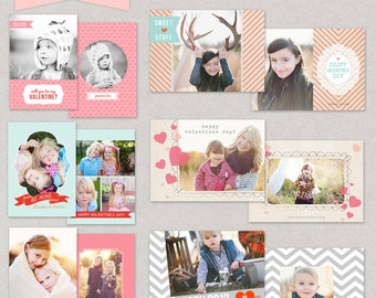 INSTANT DOWNLOAD Happy HUGS Valentines 5x7 Card Templates for professional Photographers