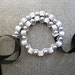 Black and white reversible ribbon necklace. Necklace with black and white ribbons and grey pearls