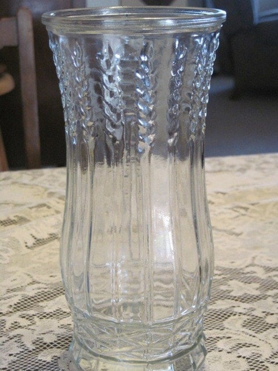 Vintage Eo Brody Company Glass Vase With Wheat Pattern 