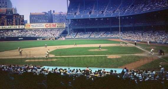 Yankee Stadium 1953 Mickey Mantle at Bat 11x17 Color Photo