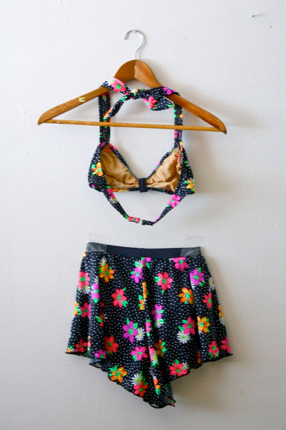 Vintage floral two piece swimsuit