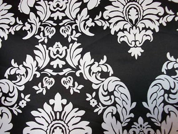 Items similar to Black and White Damask Charmeuse Fabric One Yard ...