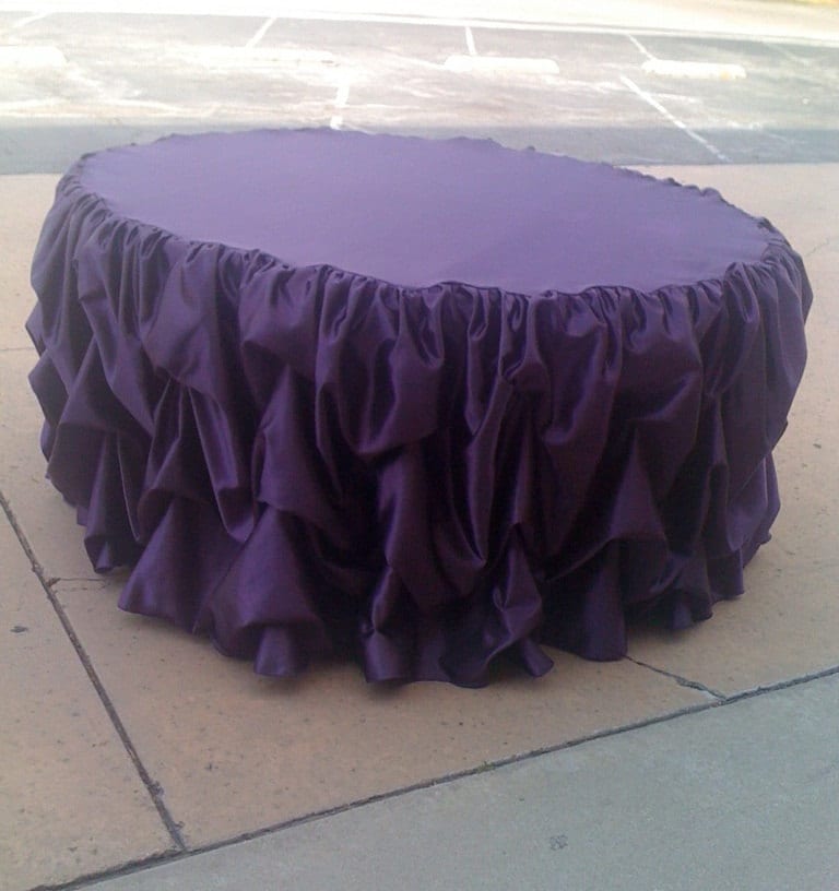 Custom Made Wedding Cake Table Tablecloth Eggplant Satin