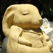 MEDITATING RABBIT SCULPTURE - Stone Garden Buddha Animal - Original Sculpture (o)