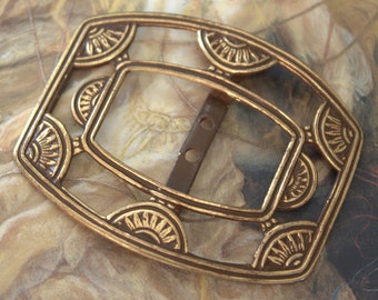 Vintage SUPERB Art Deco Original Brass Cold Paint Enamel Buckle
