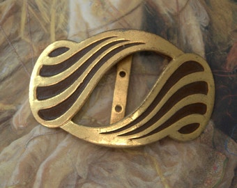 Vintage Unusually Pretty Art Deco Original Brass Cold Paint Enamel Buckle