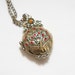 Vintage Style Antiqued Brass Peacock Locket Necklace