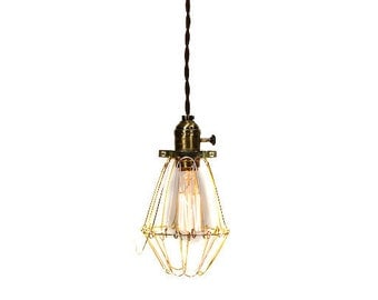 Vintage Industrial Cage Light - Economy Minimalist Bare Bulb Pendant Light