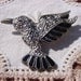 Vintage Marcasite Brooch Hummingbird in Flight