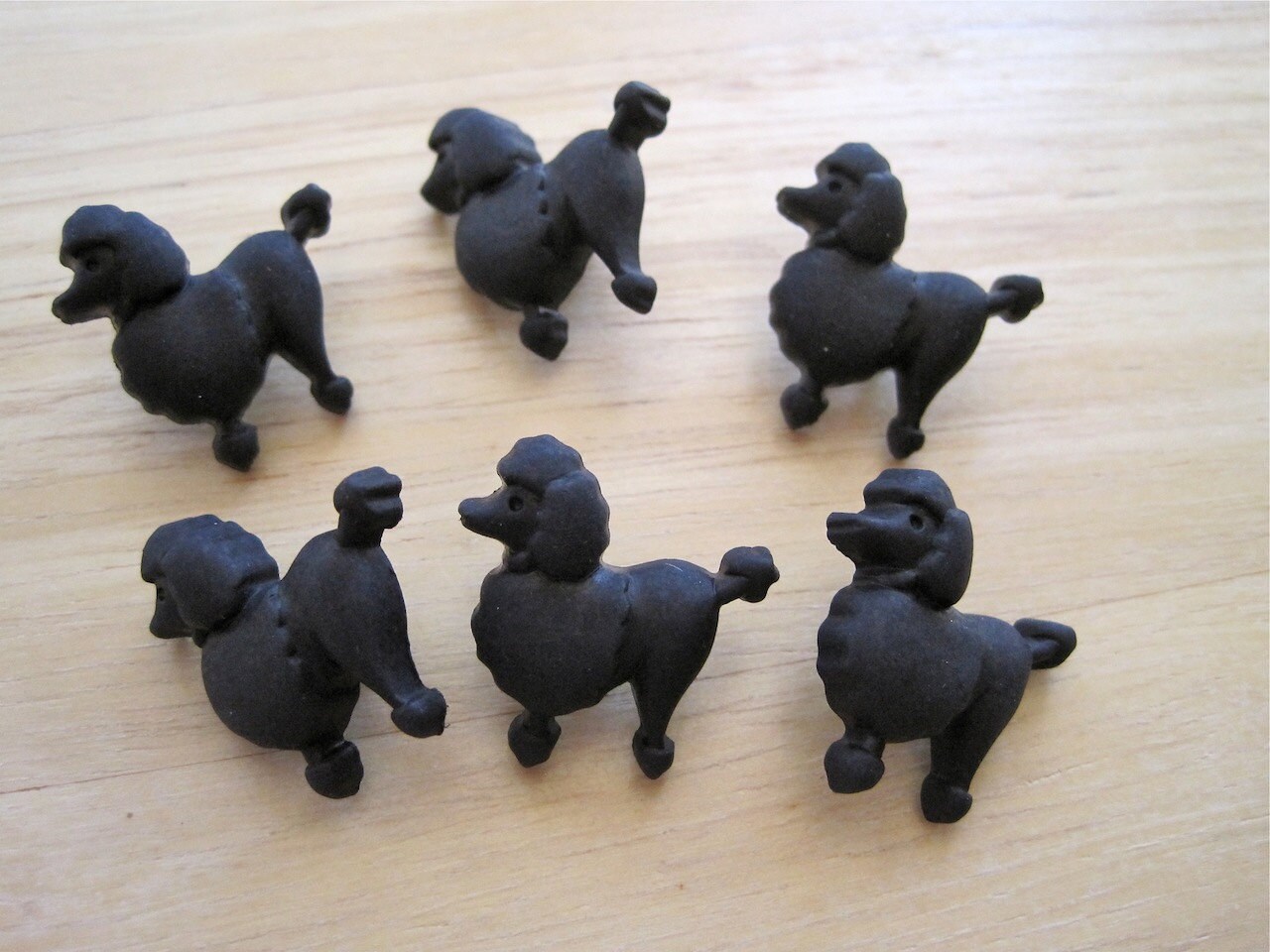 Black Poodle Dog Craft Novelty Buttons lot of 6