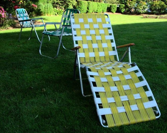 Mid Century Aluminum Chaise Lounge Folding Lawn Chair Aluminum