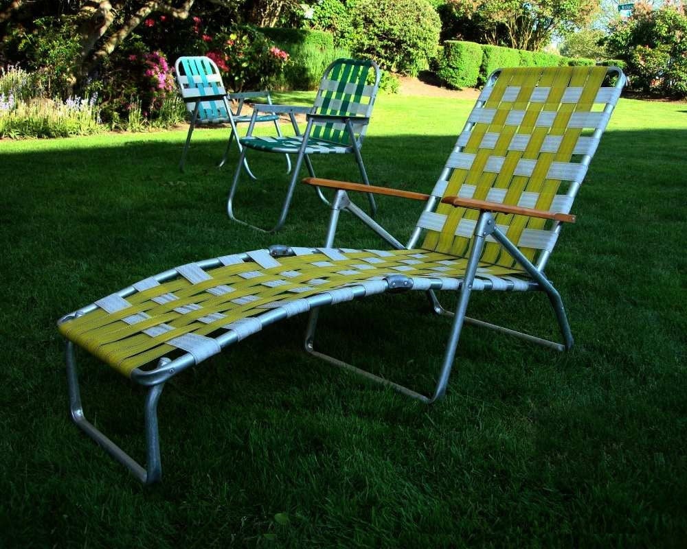 Mid Century Aluminum Chaise Lounge Folding Lawn Chair By Jbhoffman