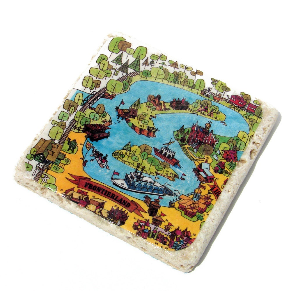 walt disney world vintage map coasters set of 6 by