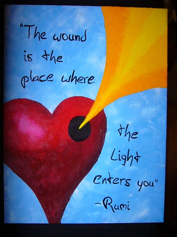 Items similar to 12x16 acrylic painting on canvas Rumi quote "The wound