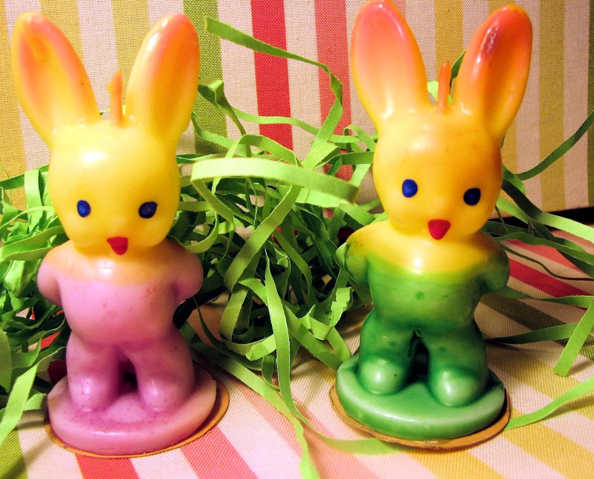 Vintage Gurley Bunny Candles Beautiful colors