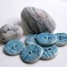 Set of 6 turquoise ceramic buttons - porcelain - water wood texture