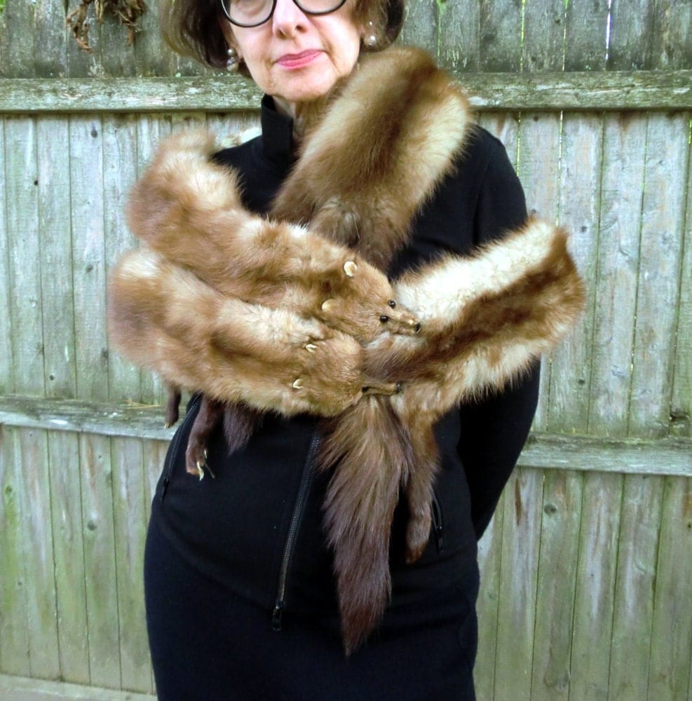 Vintage Stone Marten Fur Stole