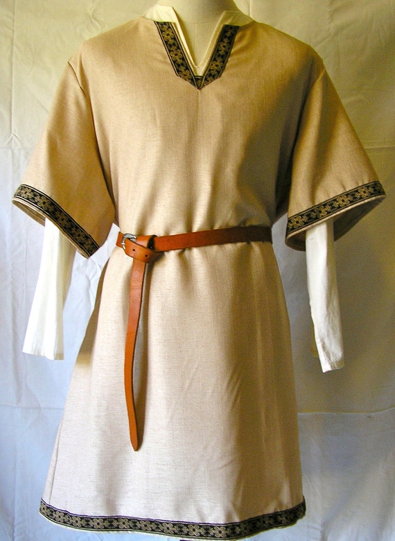 Viking Medieval SCA historical short sleeve linen Tunic by Tunics