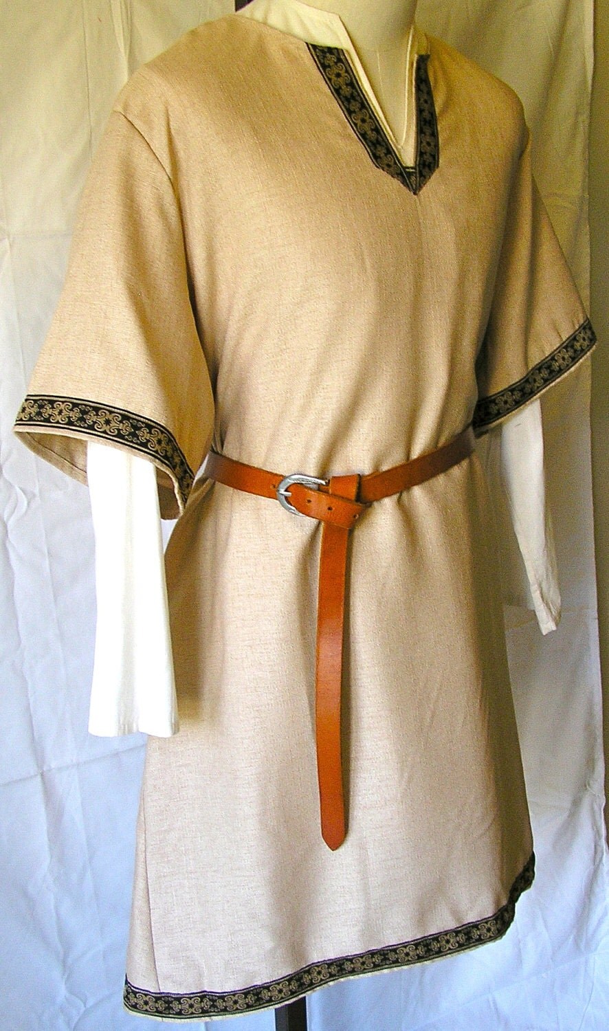 Viking Medieval SCA historical short sleeve linen Tunic