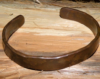 Rustic Copper Cuff Bracelet 1/2" Wide - Hand Forged (08)