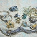 Shades of BLUE Destash Craft Lot of Colorful Rhinestone Jewelry Parts and Pieces for Repurposing