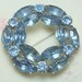 Pretty Vintage Baby Blue Navette Glass Rhinestone Wreath Brooch in Silver Tone Metal