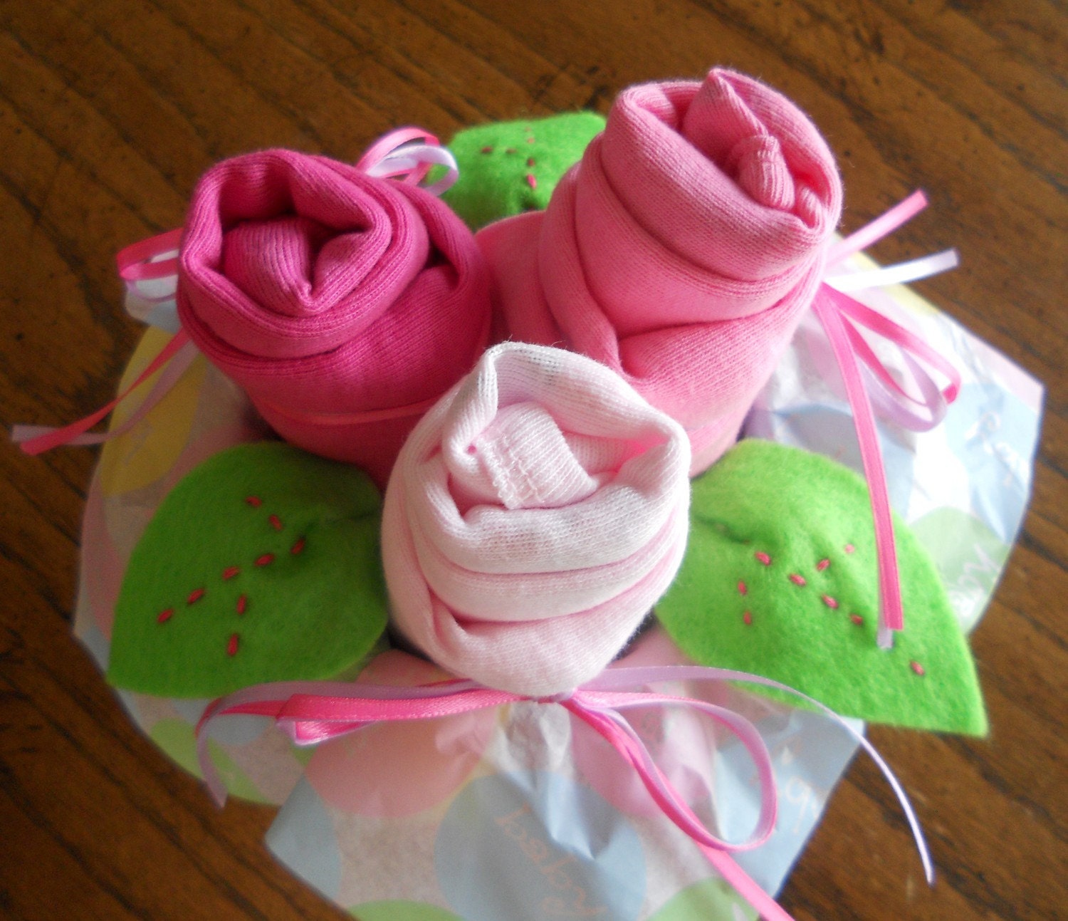 3 Piece Fresh Flower Onesie Bouquet for Baby Girl