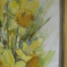 Mid Century large abstract modern Daffodil oil painting signed