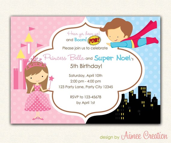 Superhero And Princess Party Invitations Free Printable 9