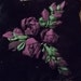 Purple Silk Ribbon Embroidered Dark Green Velvet Pillow