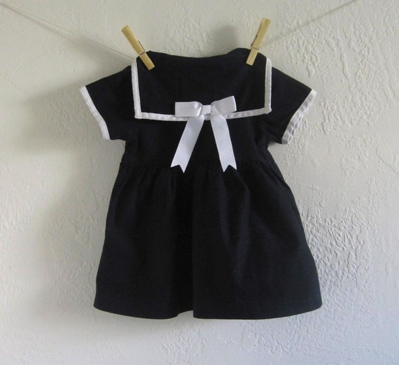 vintage navy blue baby girl nautical sailor dress h