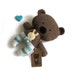 Teddy bear plushie rag doll toy stuffed animal handmade brown green mint aqua plush soft softie toddler child safe 25 cm 9.8"