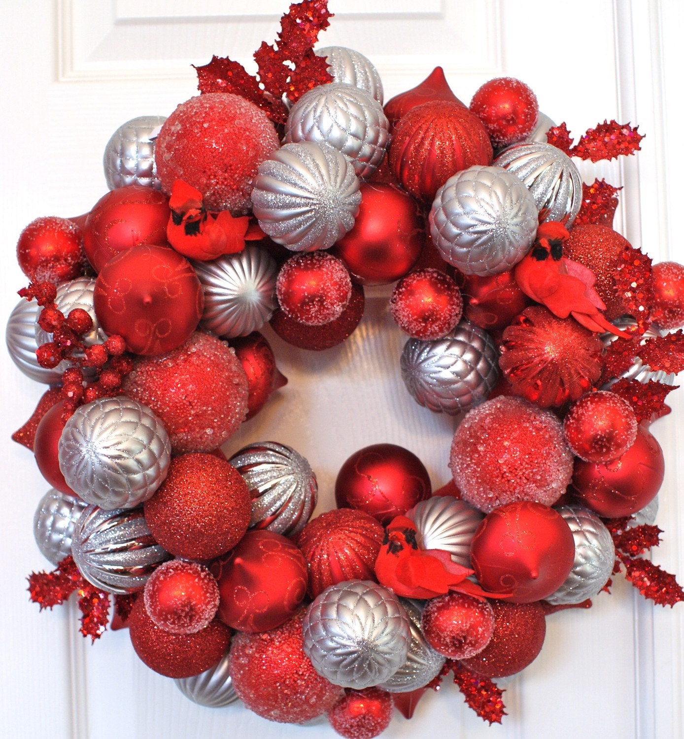 Red And Silver Christmas Ornaments 