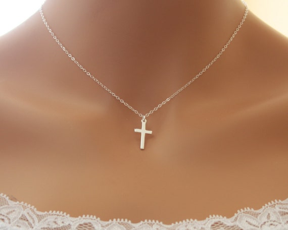 Cross Necklace in Sterling Silver dainty simple everyday