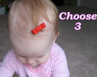 PICK 3 - baby hair clips - baby barrettes - infant hair clips - newborn hair clip - newborn hair bow - small hair clips - hair clip set mt