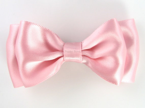 Items similar to Rose Pink Satin Hair Bow - 3 Inch Double Layer Double ...