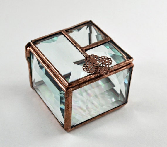 Beveled Glass Box with Hinged Lid by RoseMarysGlassArt on Etsy