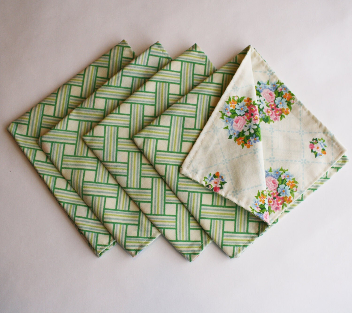 Cloth napkins from upcycled linens set of 4