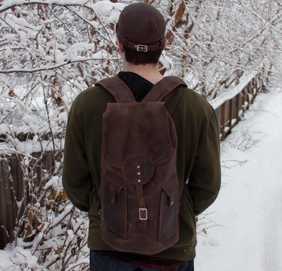 Top Loading Leather Backpack by Lockdonnen on Etsy