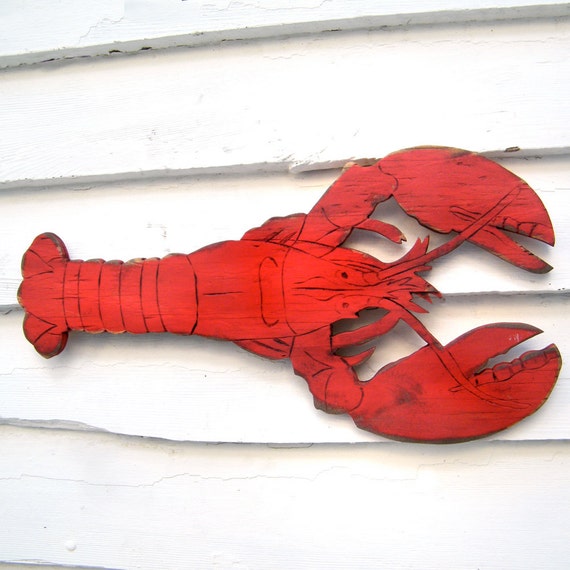 Lobster Decor Sign Wooden Lobster Wall Art Size 18 W x