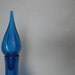 vintage flame blue decanter . vintage home decor . blue glass