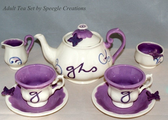 purple tea set toy