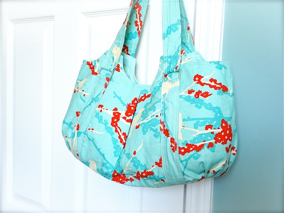 Everyday Purse - Large Tote - Shoulder Purse - Blue Purse - Shoulder Bag - Joel Dewberry Turquoise Purse